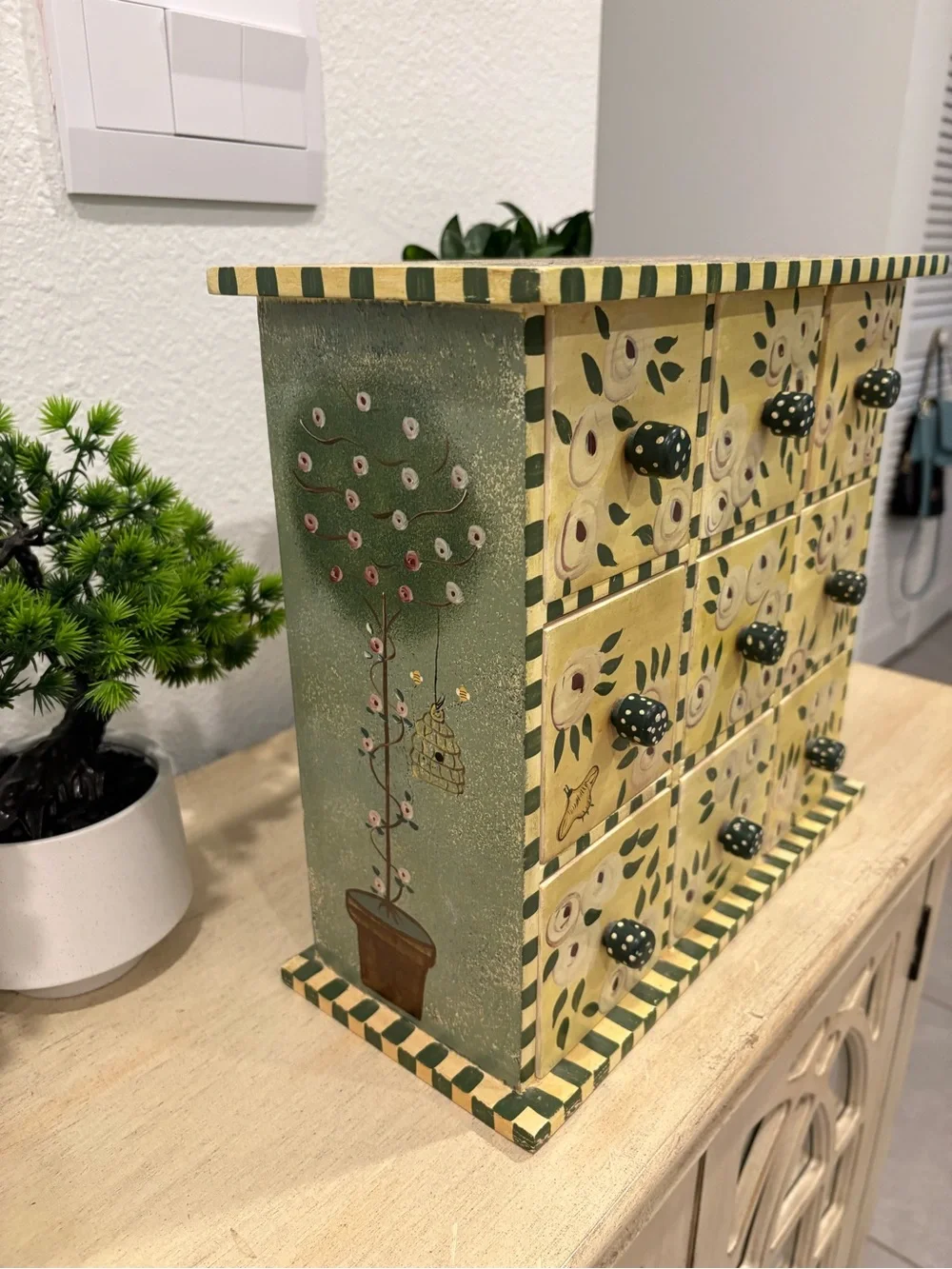 Custom Hand-Painted Floral Jewelry Drawer Organizer Box